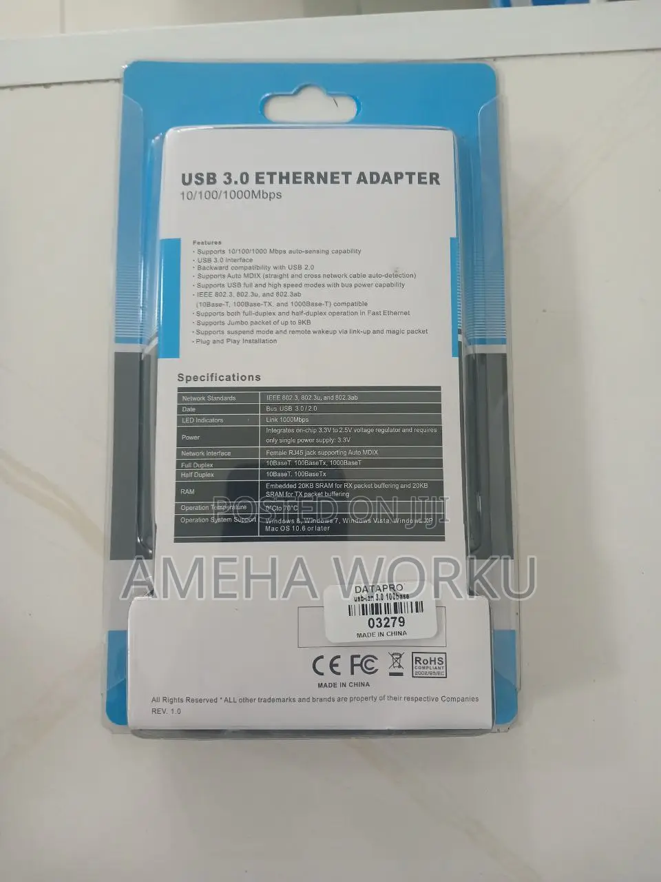 Usb 3.0 to Ethernet Adapter (Rj45 Network Adapter)