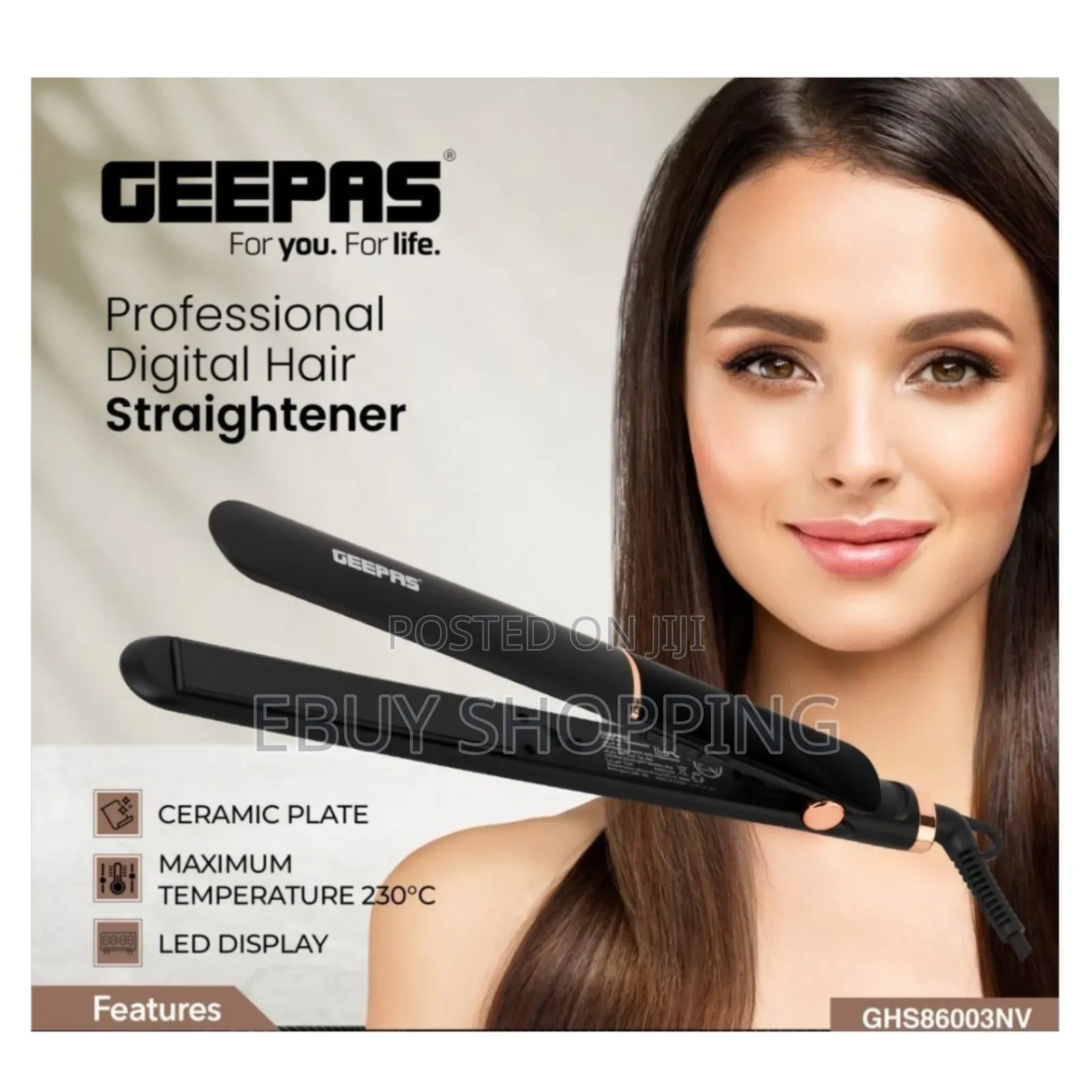 Geepas Ghs86003nv High-Quality Hair Straightener With Led