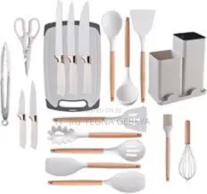 Photo - 19-Piece Wooden Knife Set Kitchen Cooking Tools