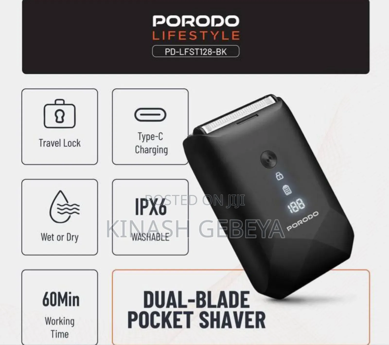 Porodo Dual Blade Pocket Shaver(ፀጉር መላጫ)