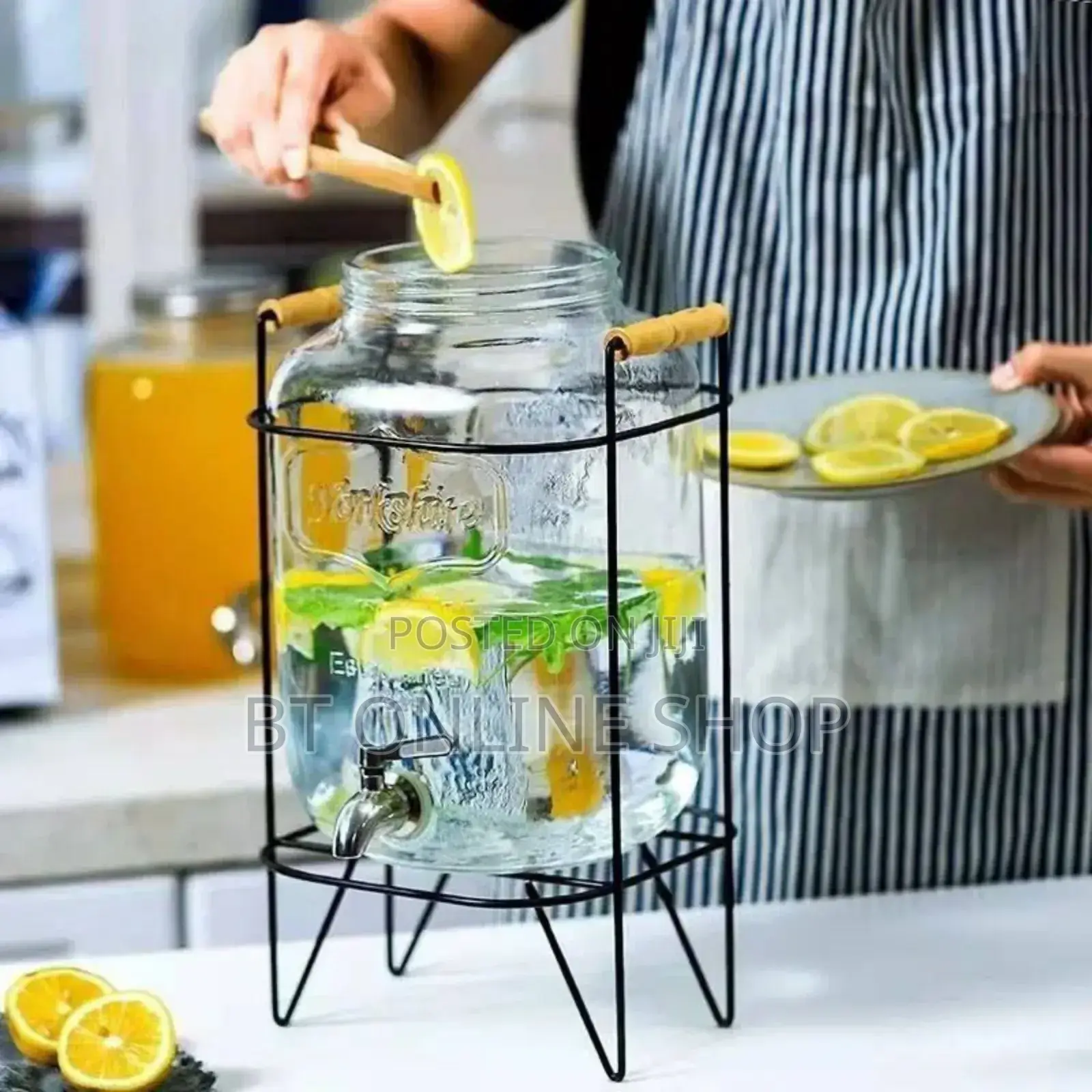 Glass Dispenser Jar With Rack