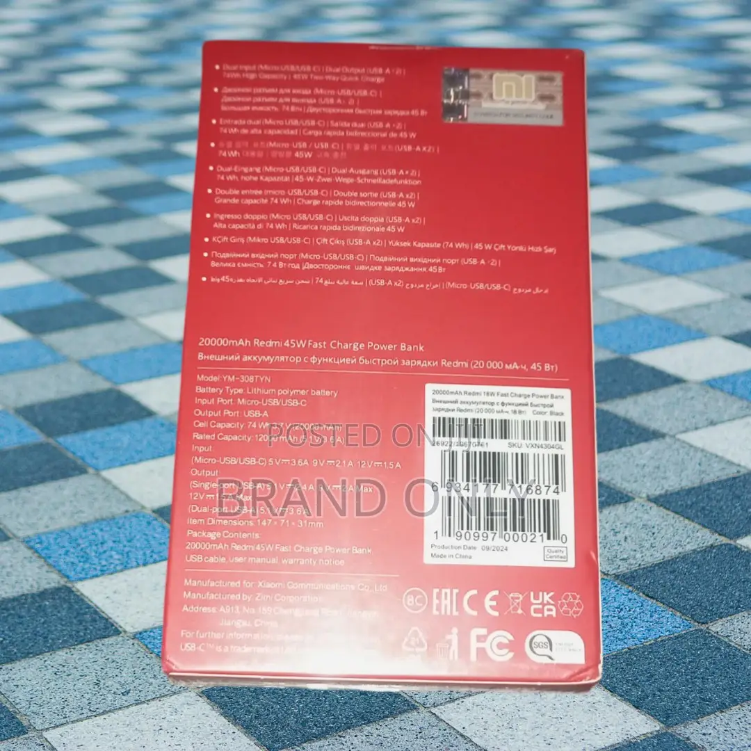 Official Mi Product: 20000mah Power Bank With Cable