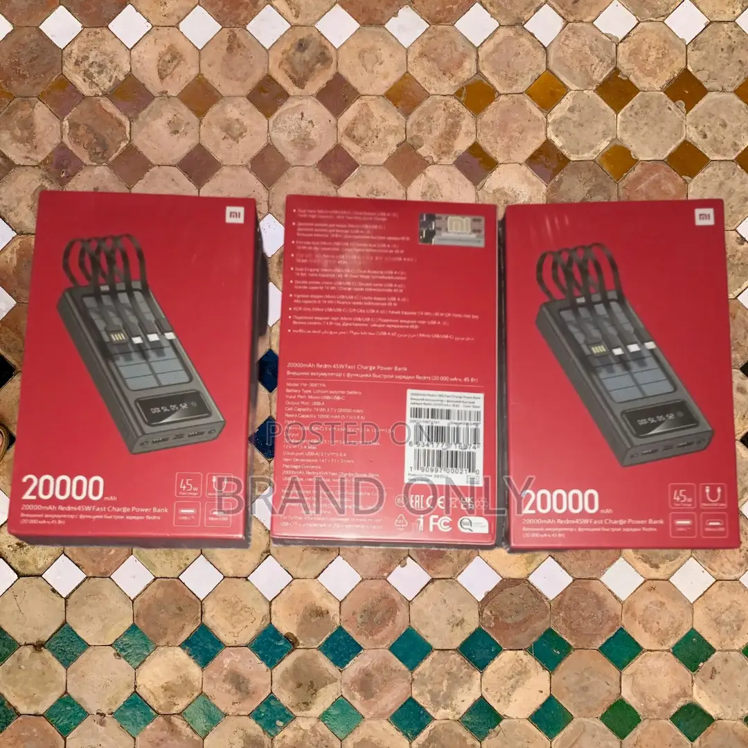 High-Capacity Portable Charger: Mi 20000mah With Cable