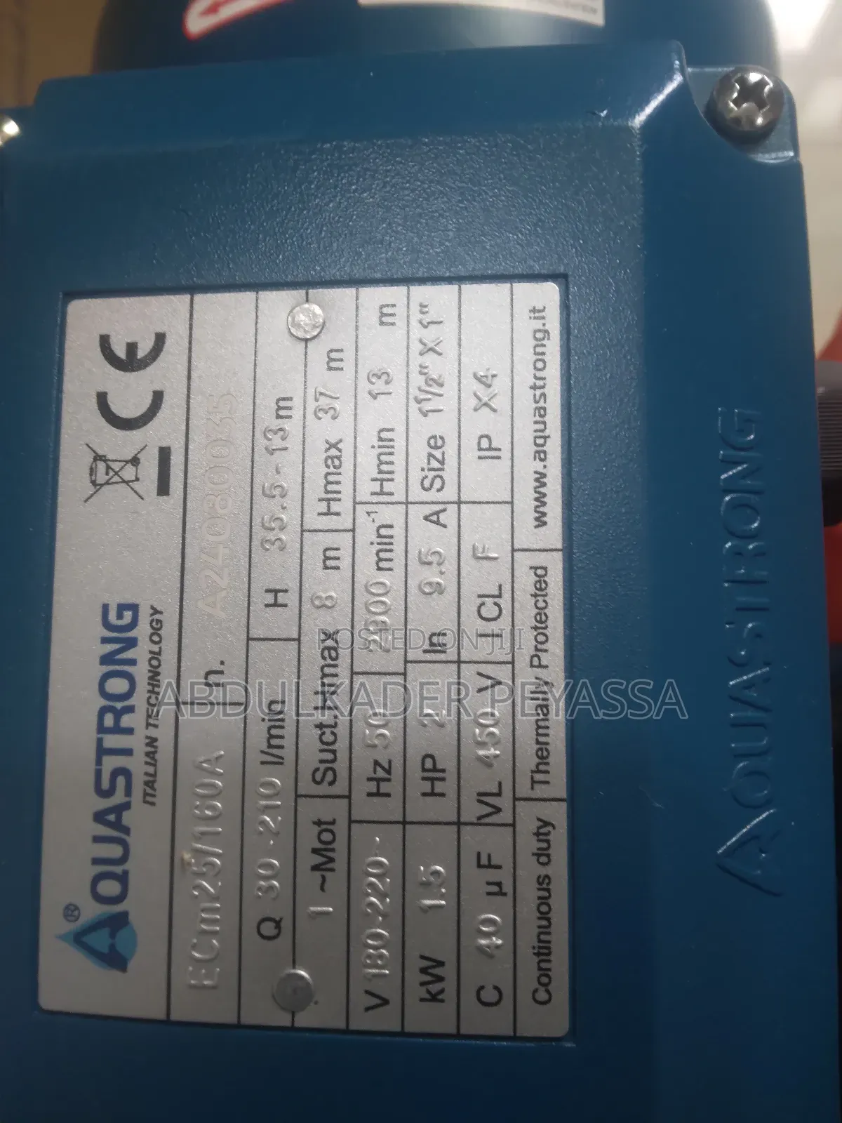 Aquastrong Centrifugal Pump 2hp Italy