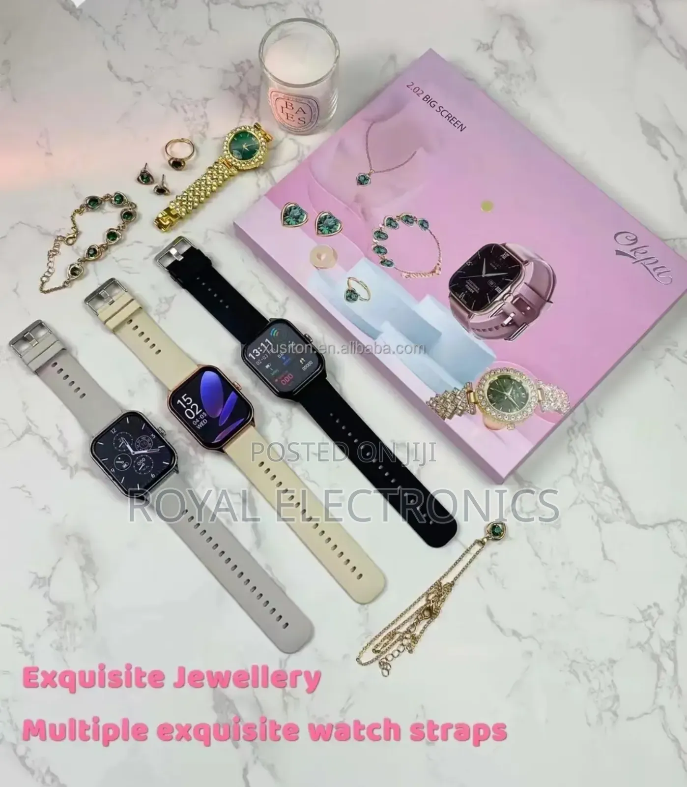 የሴት Luxury Smart Watch Necklace Earrings Bracelet Ring Combo