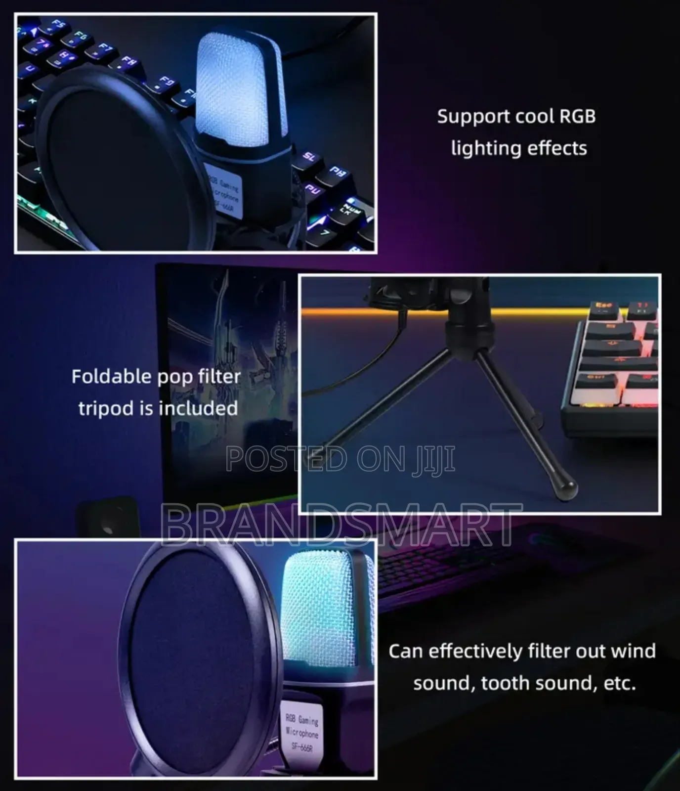 Computer Usb Condenser Cardioid Microphone RGB With Stand
