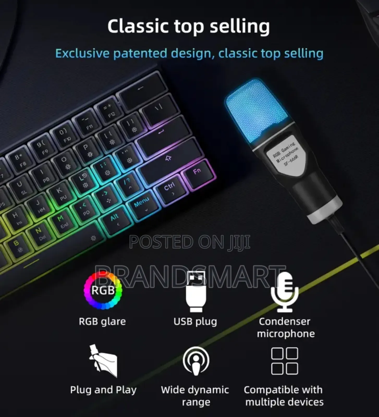 Computer Usb Condenser Cardioid Microphone RGB With Stand