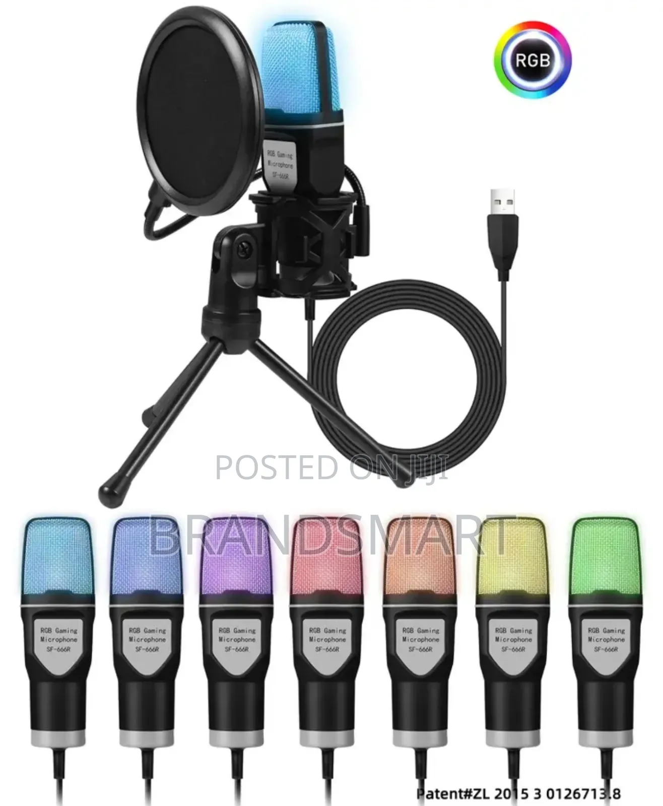 Computer Usb Condenser Cardioid Microphone RGB With Stand