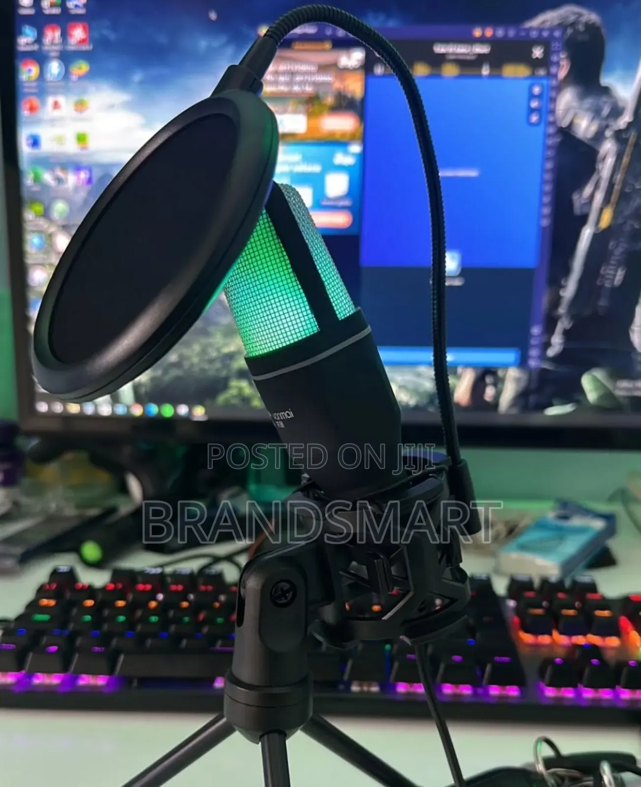 Computer Usb Condenser Cardioid Microphone RGB With Stand