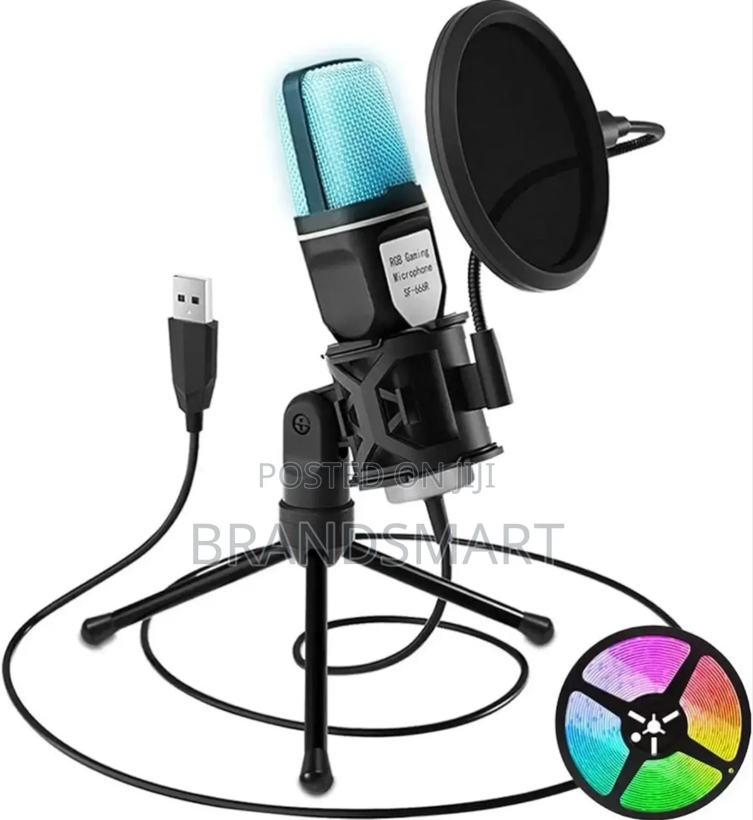 Computer Usb Condenser Cardioid Microphone RGB With Stand
