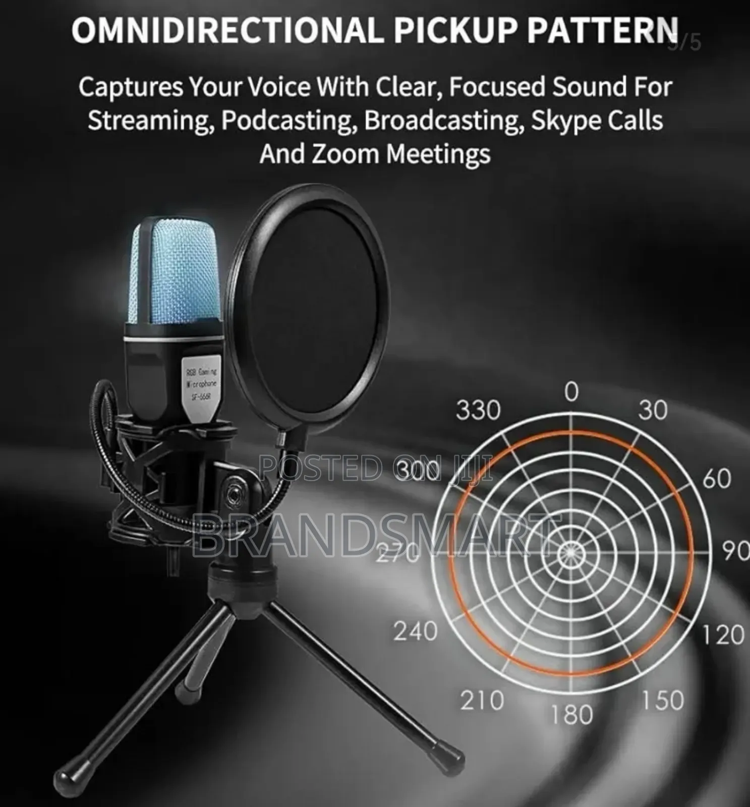 Computer Usb Condenser Cardioid Microphone RGB With Stand