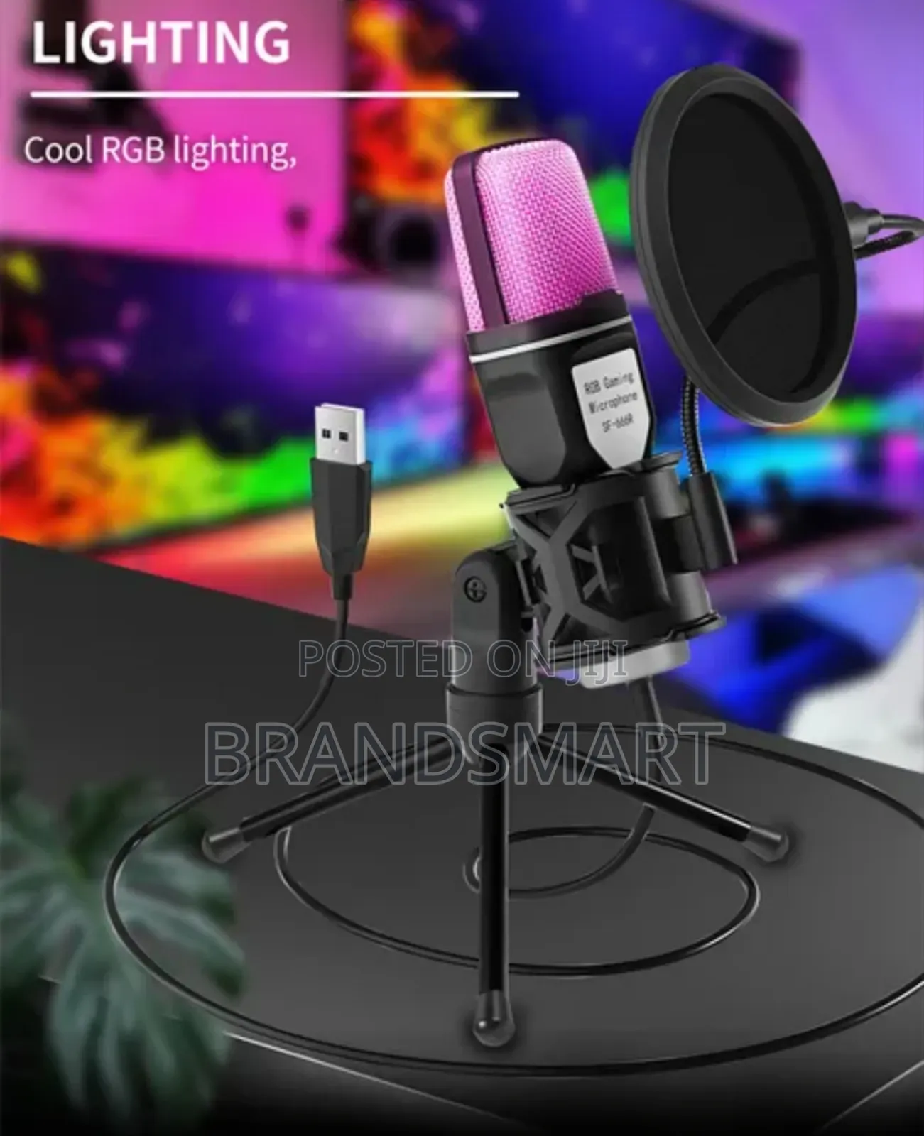 Computer Usb Condenser Cardioid Microphone RGB With Stand
