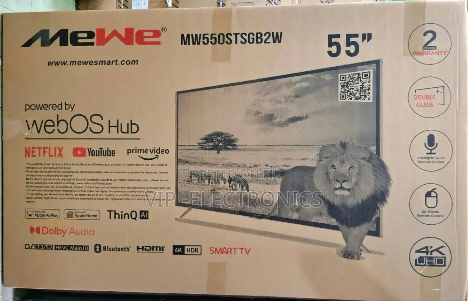 Mewe 55"Inch Tv Smart Android13.0 Tv Webos Hud Black Tv