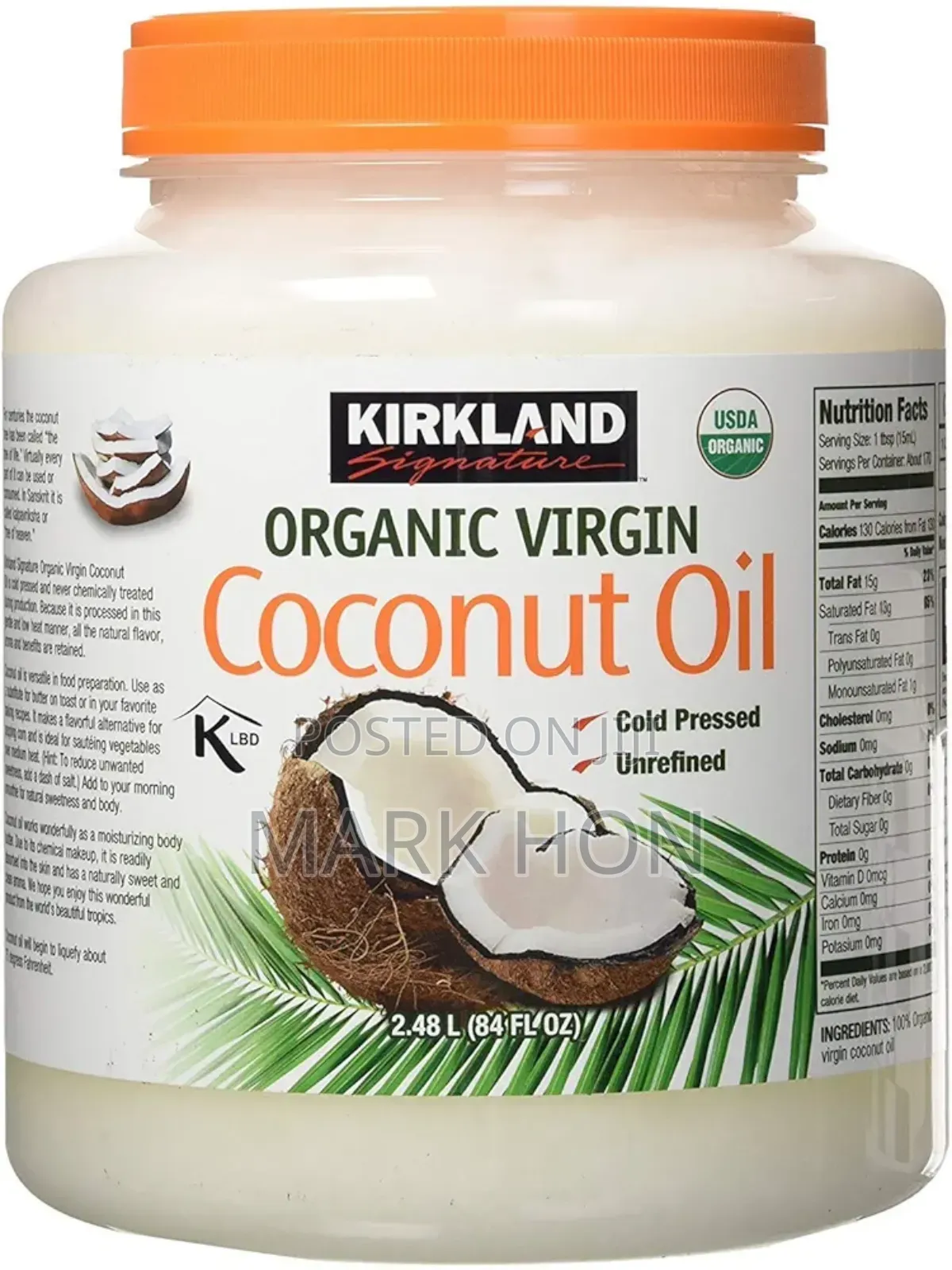 Kirkland Organic Virgin Coconut Oil - 2.48 Kg