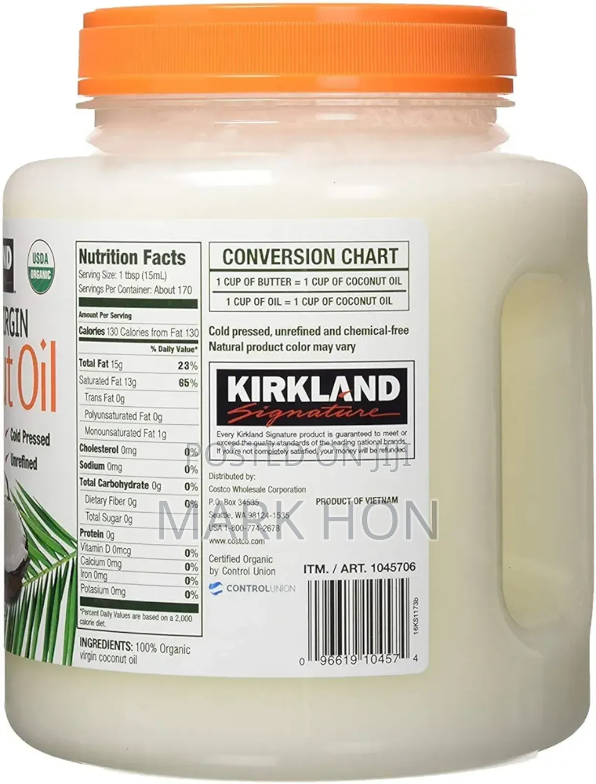 Kirkland Organic Virgin Coconut Oil - 2.48 Kg
