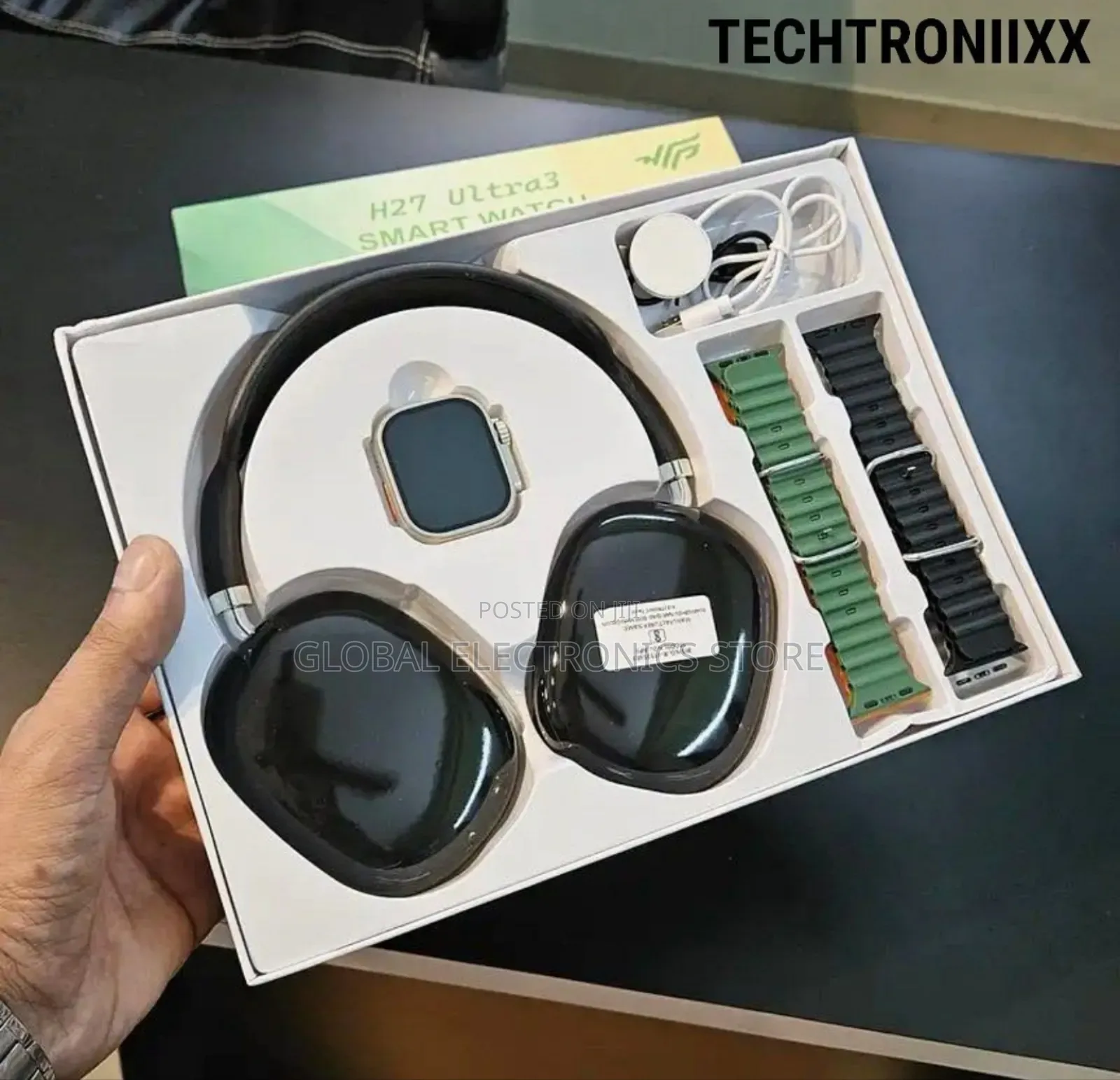 Ultra-3 Smart Watch 2.2 Inch Hd With Headset and 4 Straps