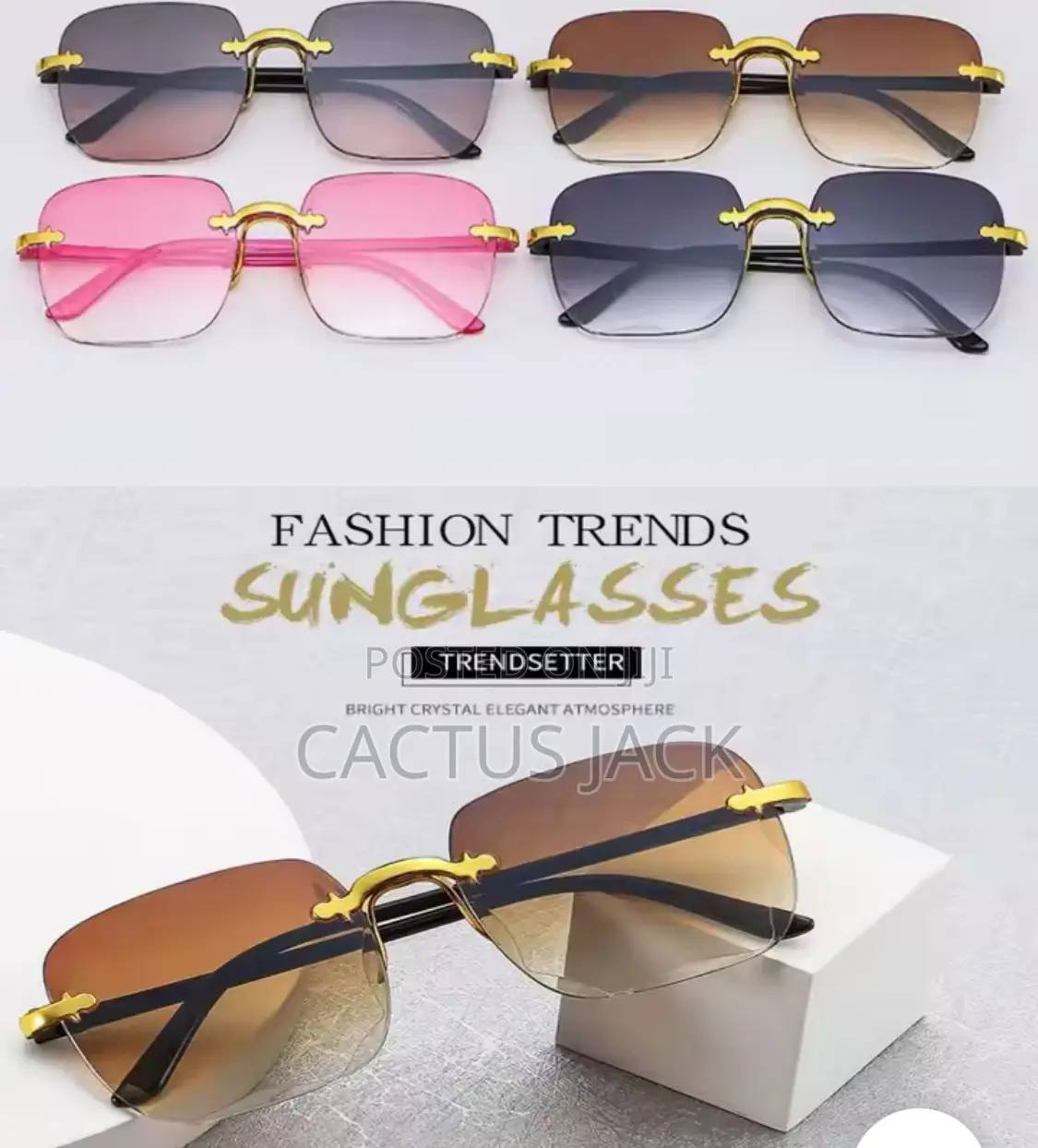 New Uv400 Rimless Sunglasses Vintage Frameless Sun Glasses