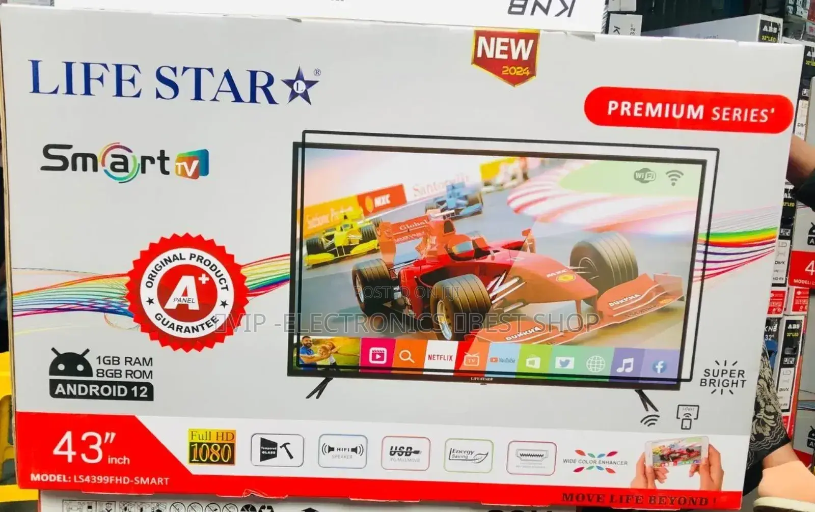 Lifestar Tv 43"Inch Tv Smart Android 14.0 Nwe 2024 Tv