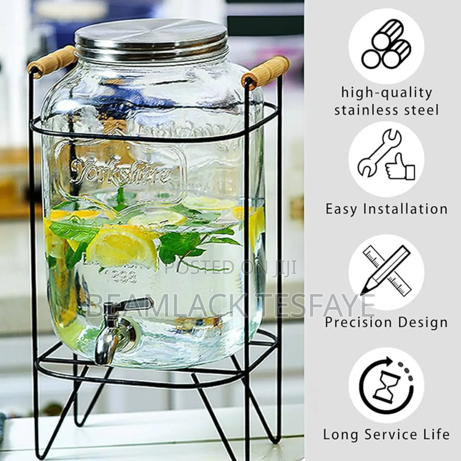 Glass Dispenser Jar With Rack