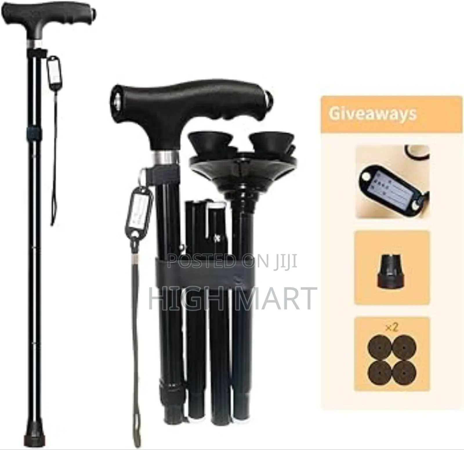 Adjustable Anti Slip Walking Stick With Led Light