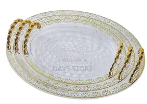 Photo - 3 Sets Serving Acrylic Tray With Golden Handle