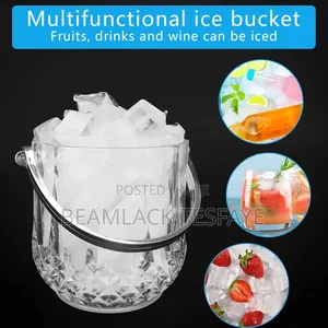Glass Ice Bucket With Stainless Steel Handle