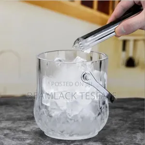 Glass Ice Bucket With Stainless Steel Handle
