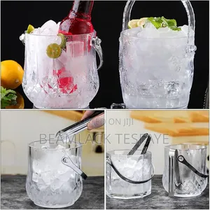 Glass Ice Bucket With Stainless Steel Handle