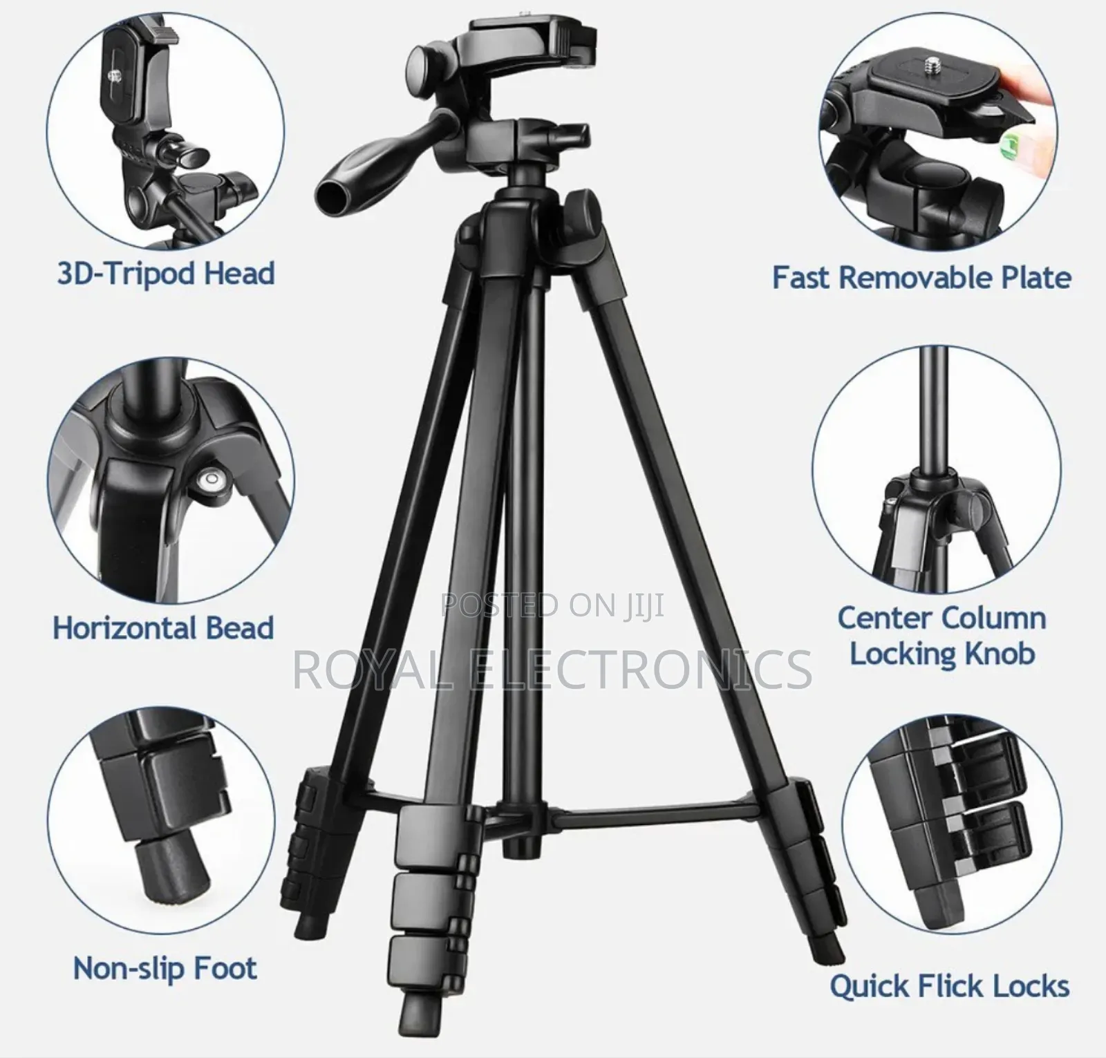 ለስልክም ለካሜራም የሚሆን High Quality Tripod(3way Fluid Effect Head)