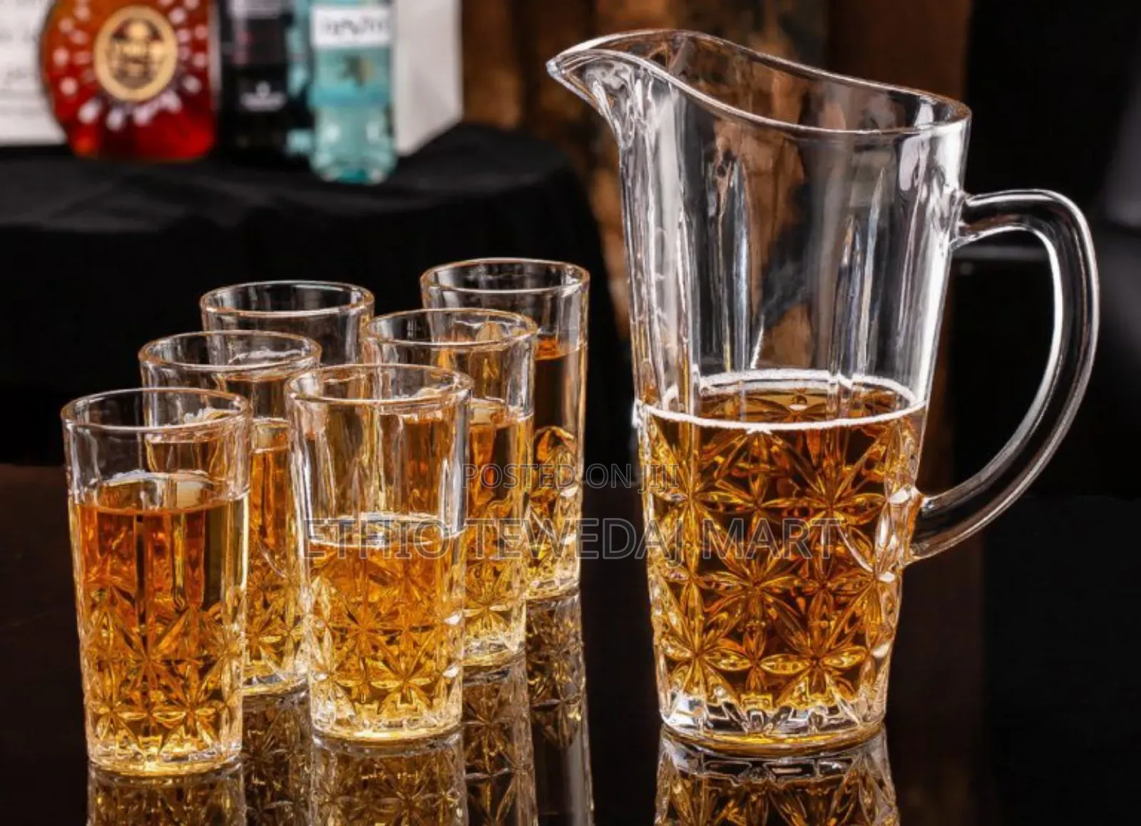 7-Piece Glassware Textured Glass Water and Serving Set