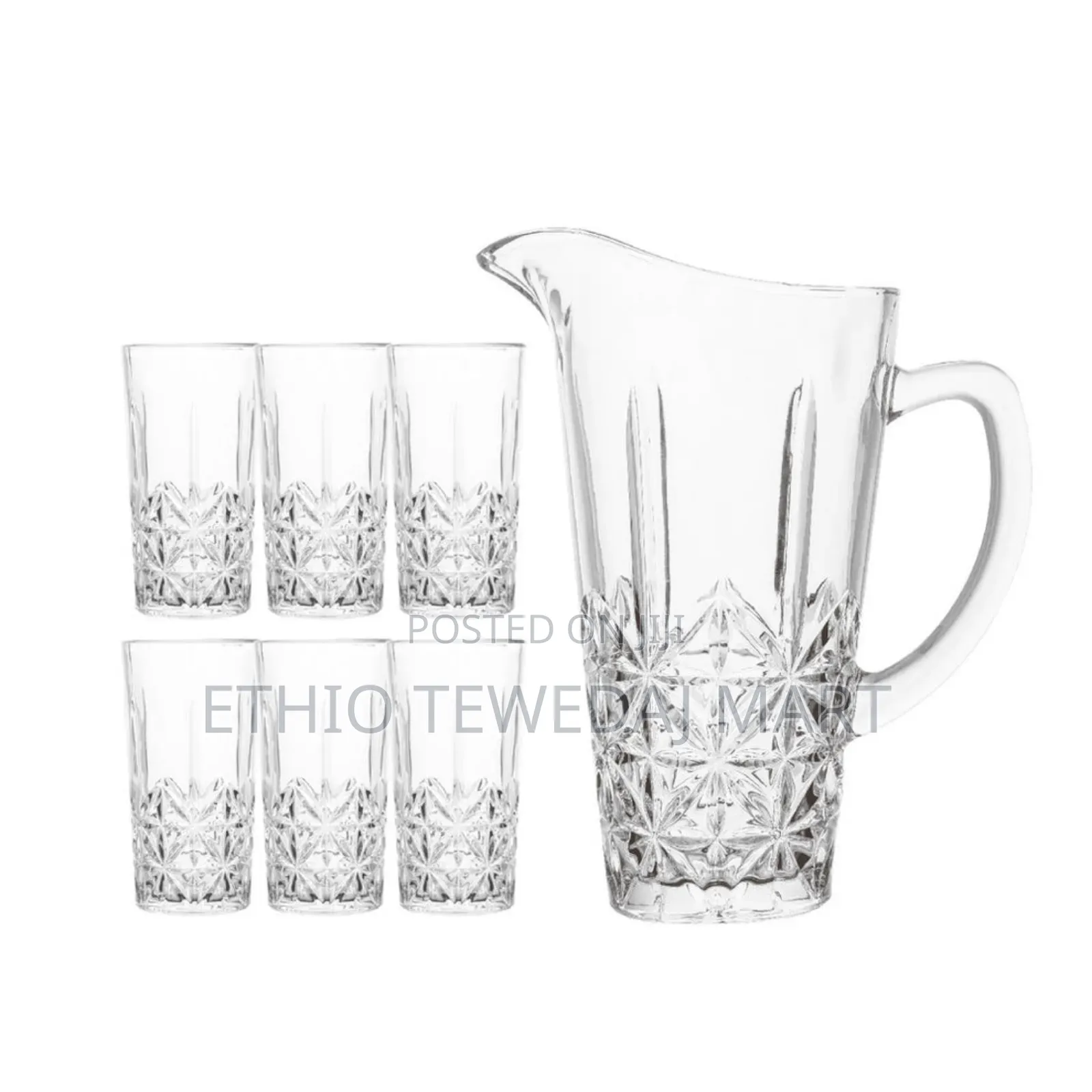 7-Piece Glassware Textured Glass Water and Serving Set