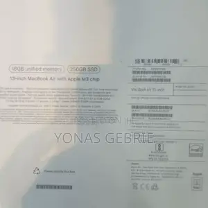 New Laptop Apple MacBook Air 16GB Apple M3 SSD 256GB