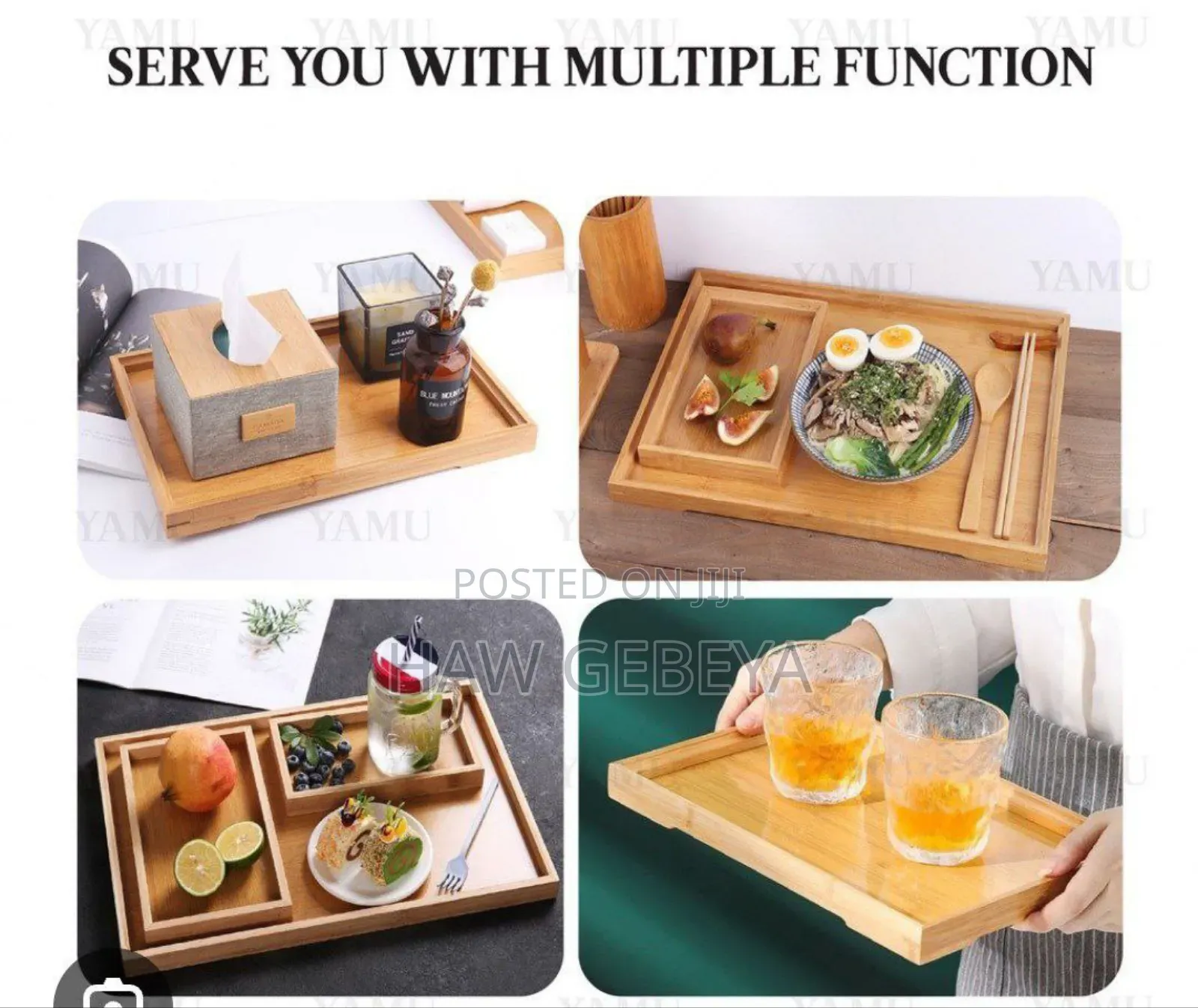 Bamboo Pallet Food Tray 3 PCS