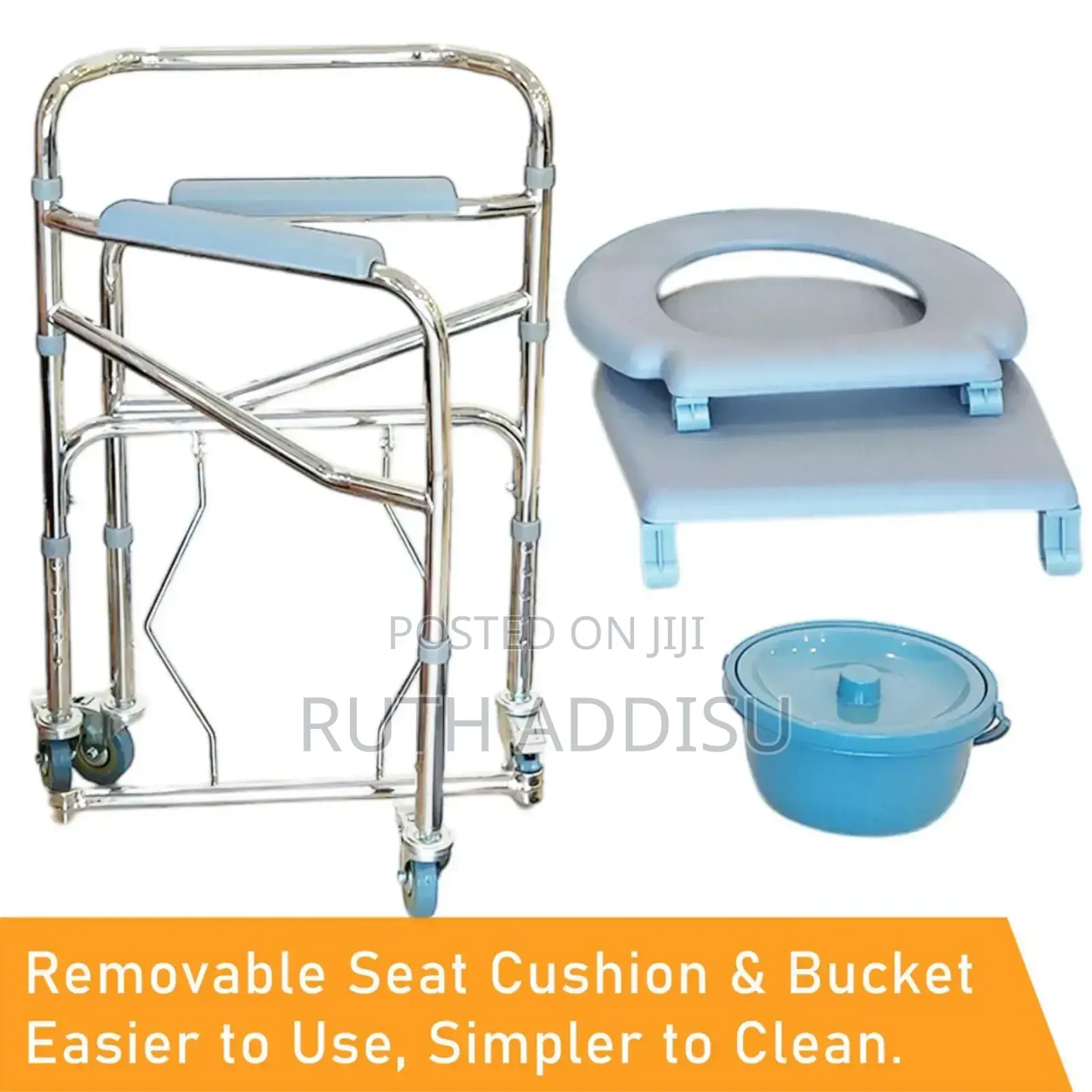 Commode Chair 3 in 1 Steel Bedside Commod3, Elongated Seat