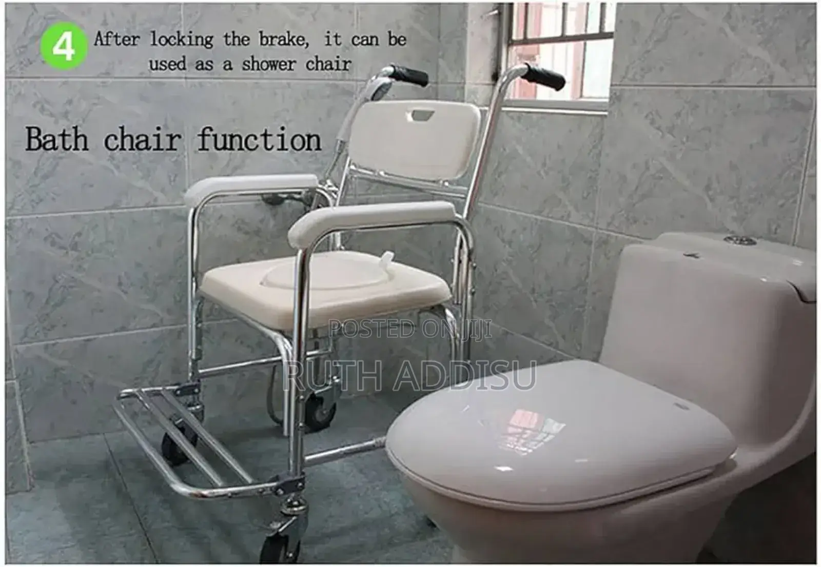 3 in 1 With Wheel Commode Wheelchair Commode Bedside Bath