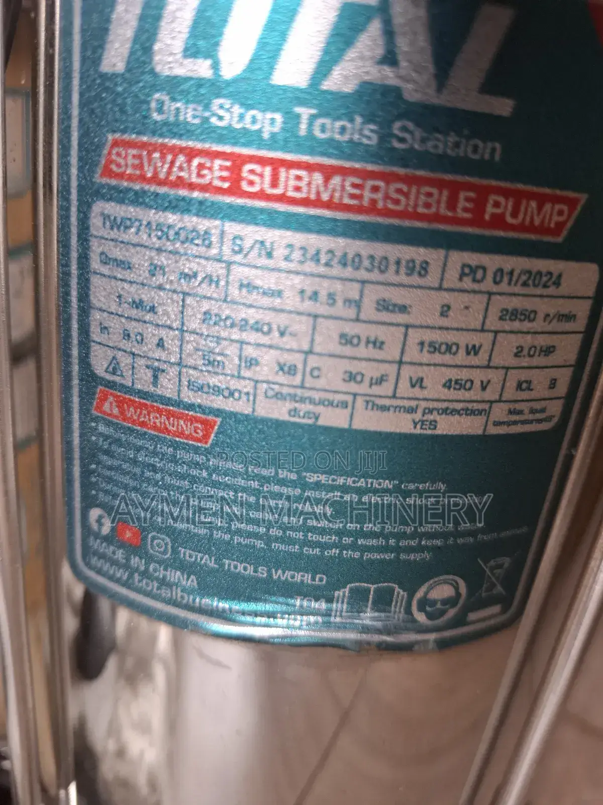 Total Sewage Submersible Pump 2hp የቆሻሻ ውሀ ፓምፕ