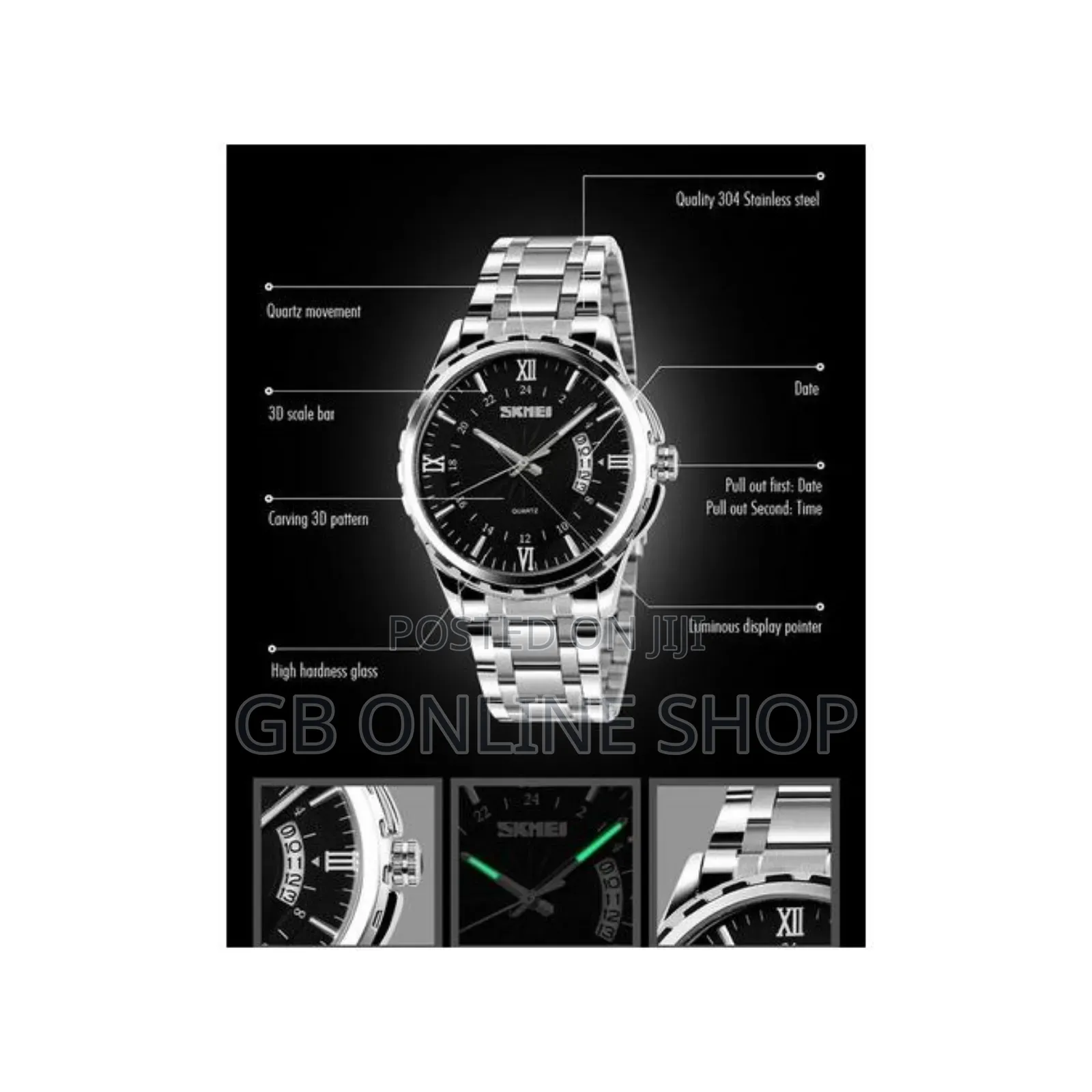 Skmei 9069 Men Waterproof Quartz Metal Analog Watch