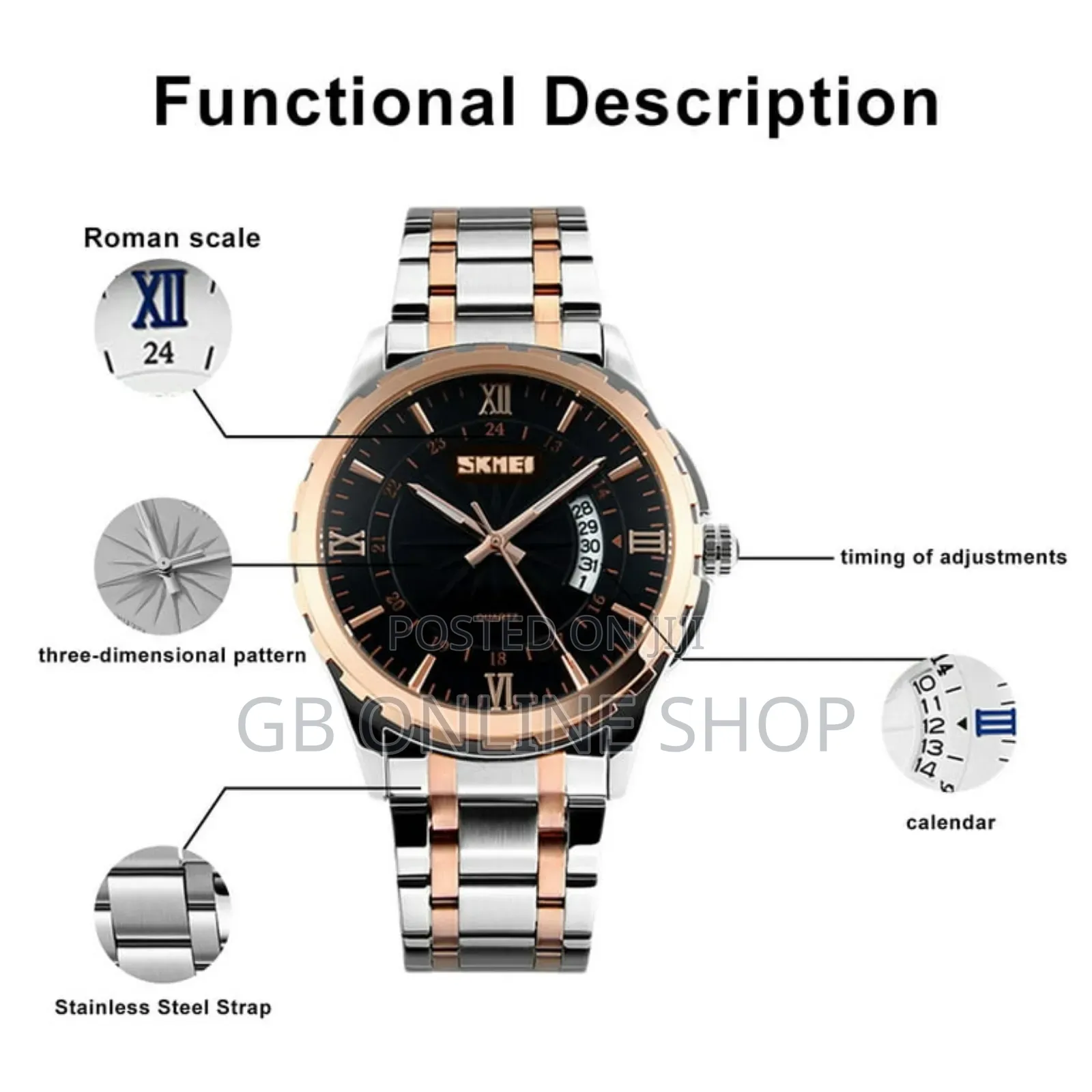 Skmei 9069 Men Waterproof Quartz Metal Analog Watch
