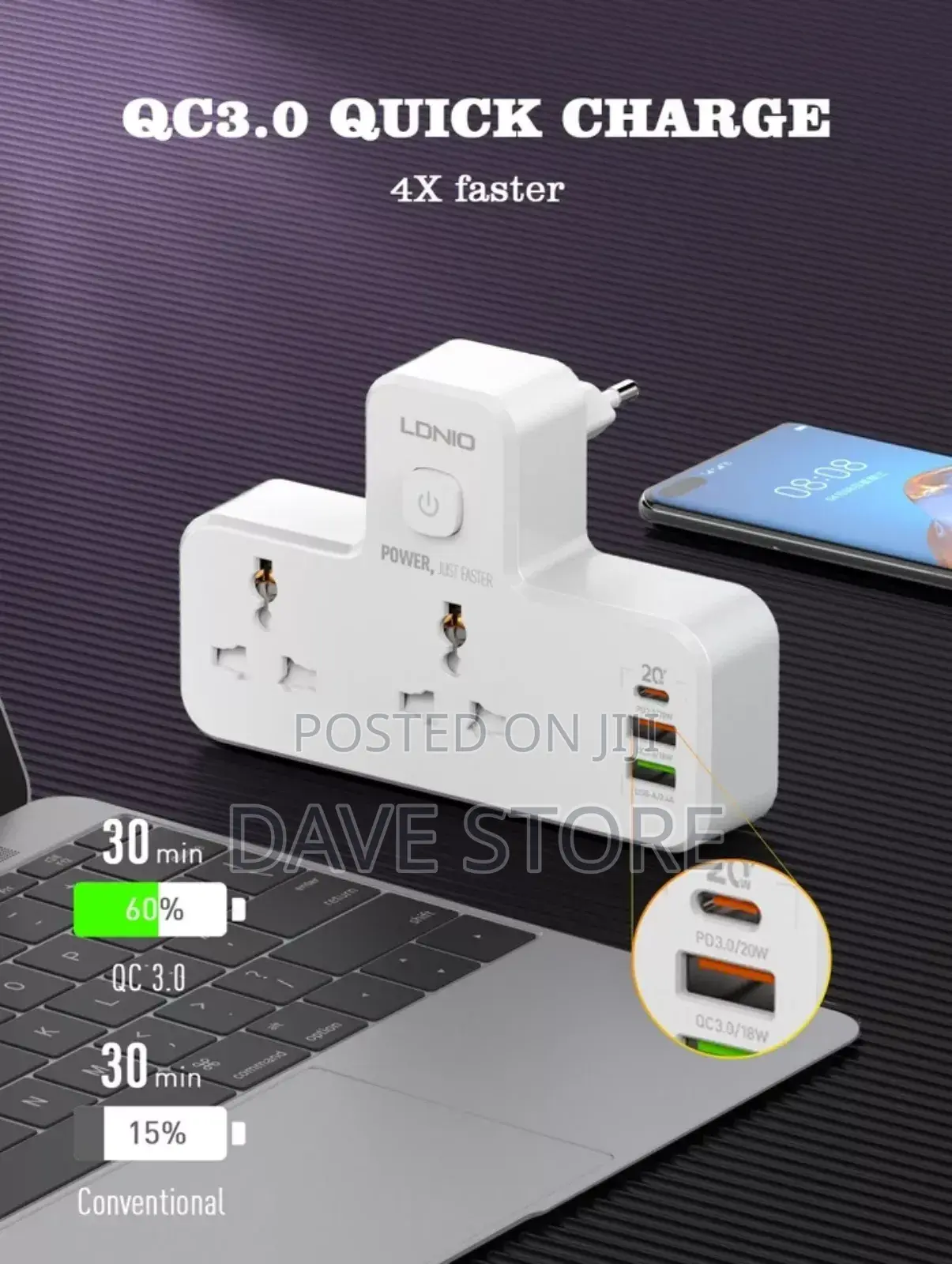 Guokang Multi-Socket Power Adapter
