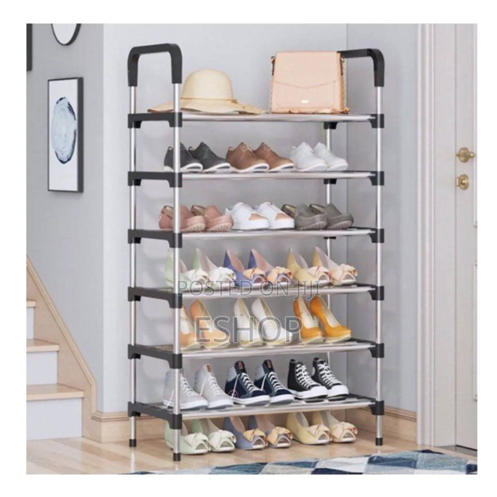 **Modern Stainless Steel Shoe Shelf – Easy Assembly**