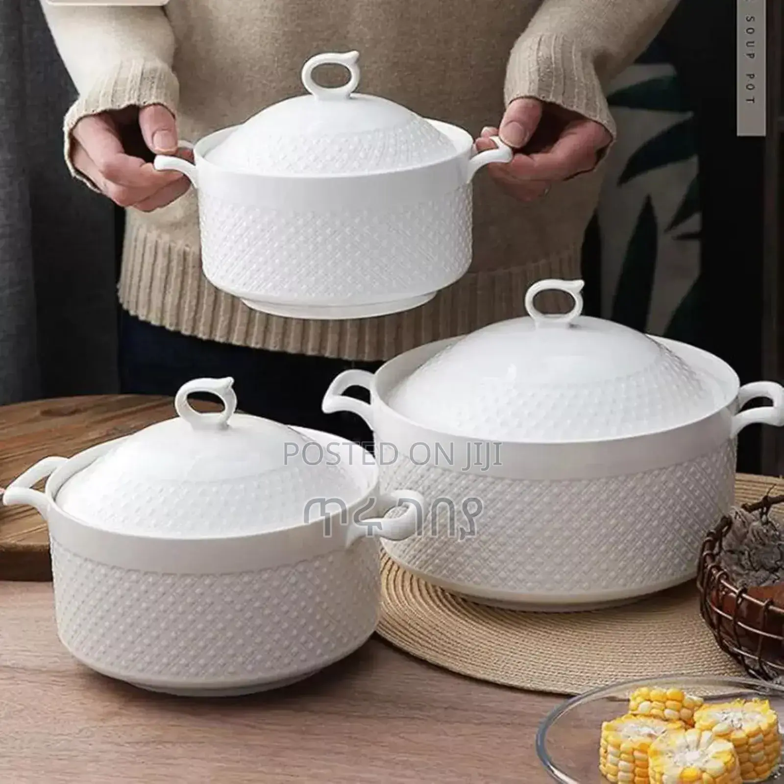 3 Set Ceramic Soup Pot