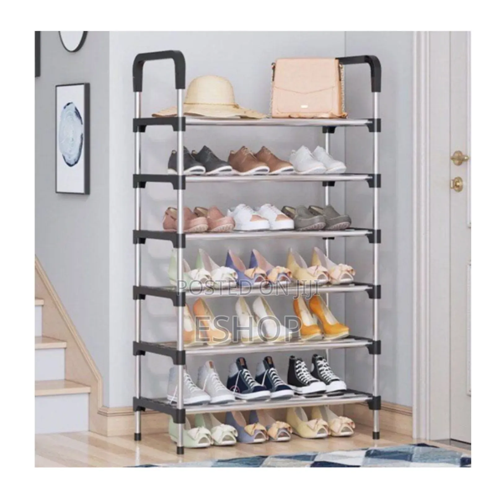 6-tier Adjustable Shoe Rack –Sleek Stainless Steel Organizer