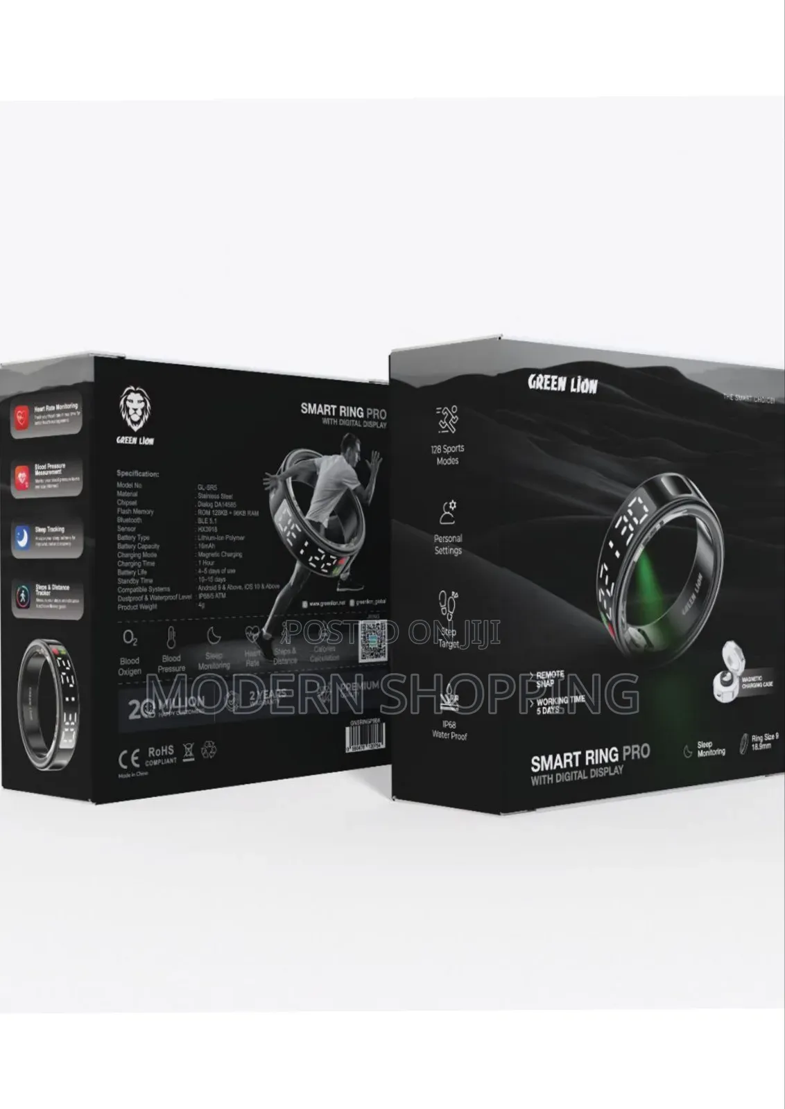 Green Lion Smart Ring With 128 Fitness Modes