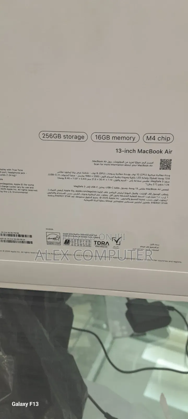 New Laptop Apple MacBook Air 2024 M3 13-Inch 16GB Apple M4 SSD 256GB