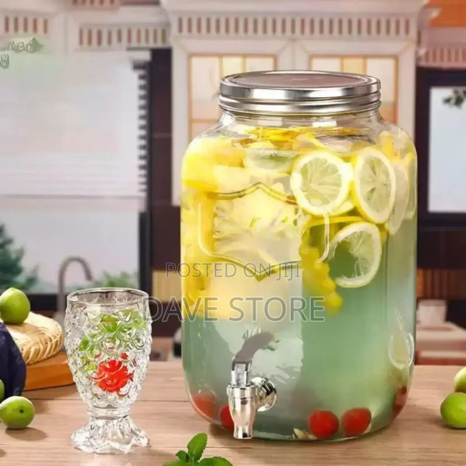 Glass Dispenser Jar With Rack