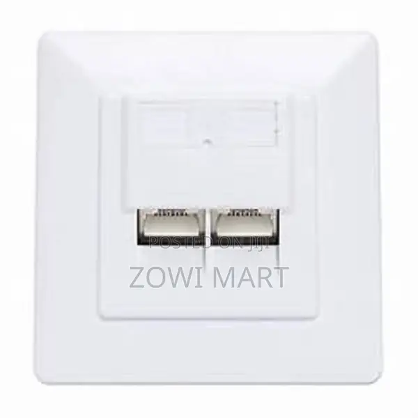 Cat6 Double Data Outlet – 2-Port Wall Plate