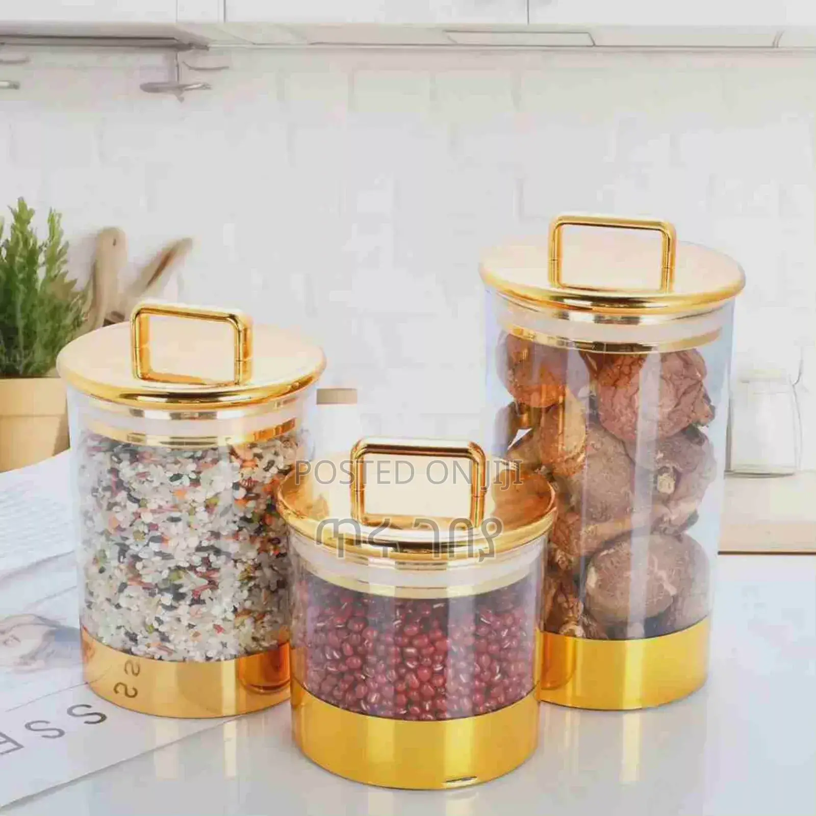 3 PCS Set Acrylic Canister (የጥራጥሬ ማስቀመጫ)