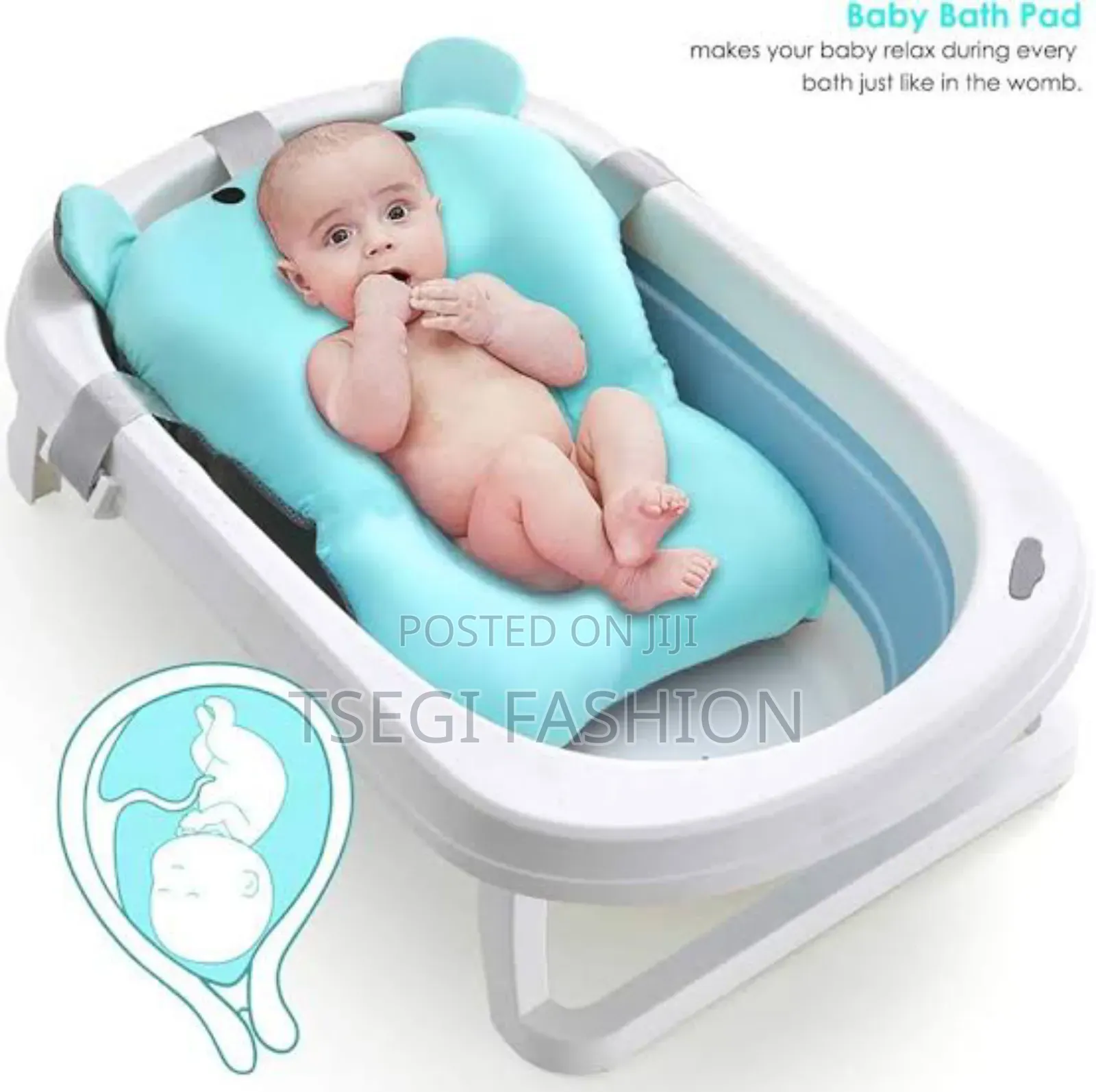 Baby Foldable Bathtub With Sponge/ተጣጣፊ የገላ ማጠብያ ከእስፖንጁ ጋር