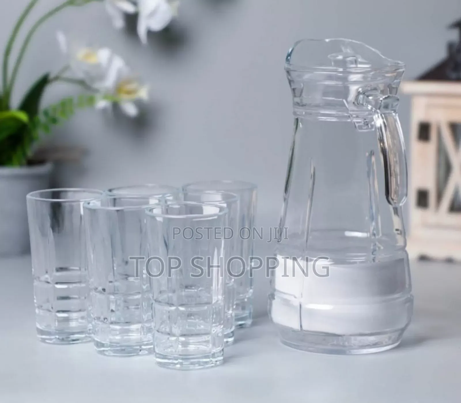 Water Jug With 6 Water Glass የዉሃ ብርጭቆ ከ ጆግ ጋር