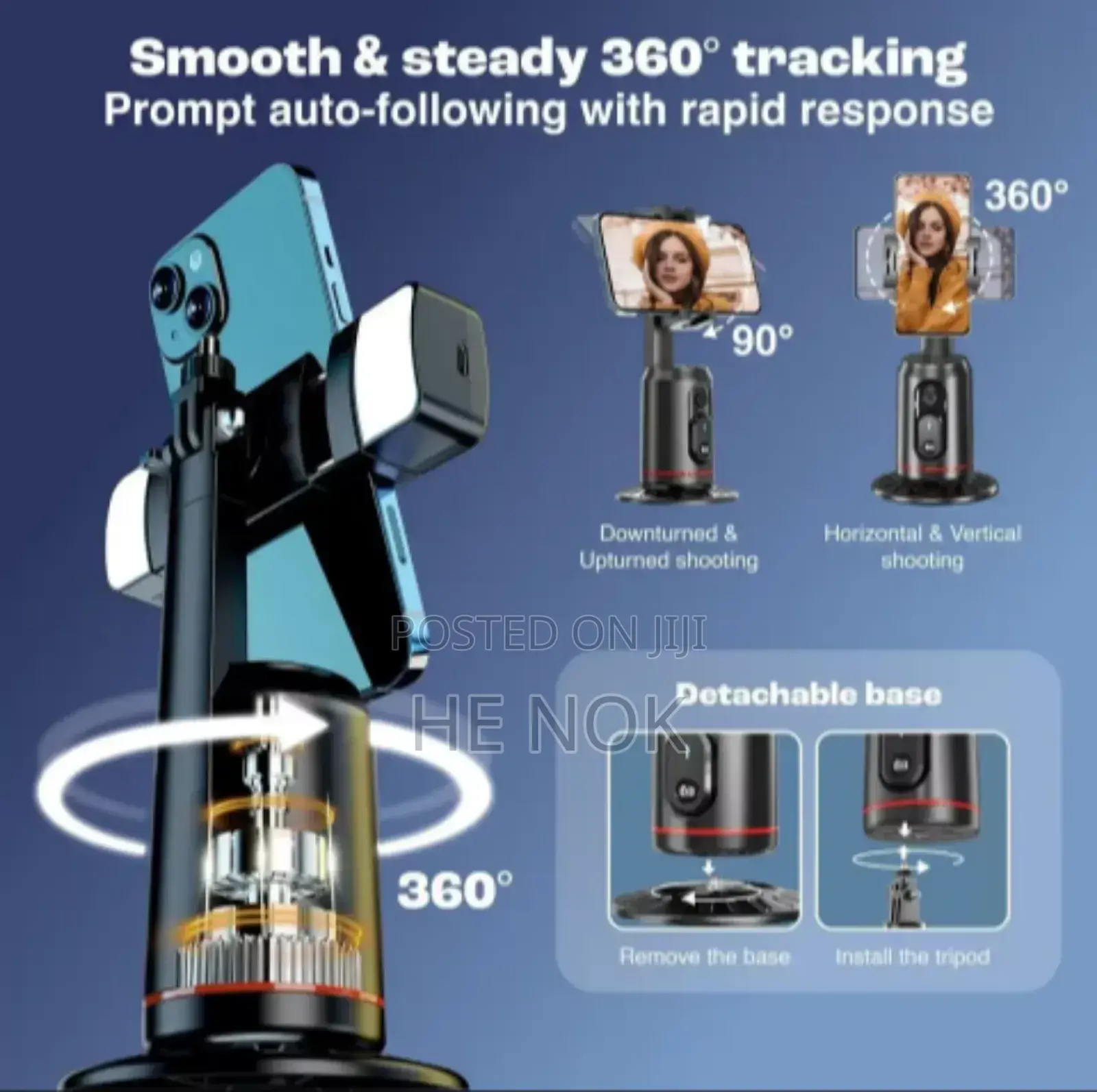 Auto Face Tracking Selfie Stick Tripod 360 Degree